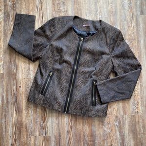 Dana Buchman Brown Animal Print ZIP Up Classic Business Casual Jacket